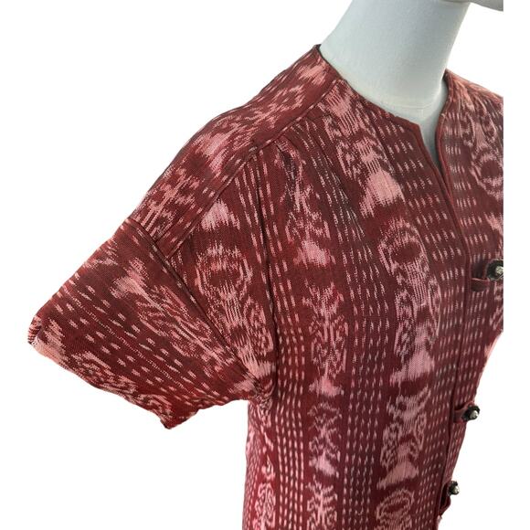 OOAK Quilted Patterened top jacket Short sleeves button front round neck medium - Picture 3 of 13